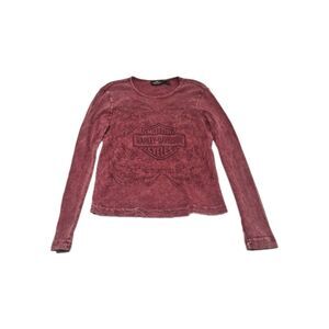 Harley Davidson Motorcycles Red Tie Dye Long Sleeve Crew Neck T-Shirt Sz L